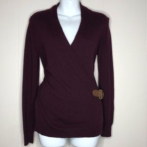 LAUREN BY RALPH LAUREN Buckle Trim Wrap Sweater